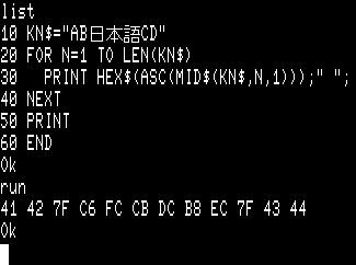 8801漢字BASICの文字コード